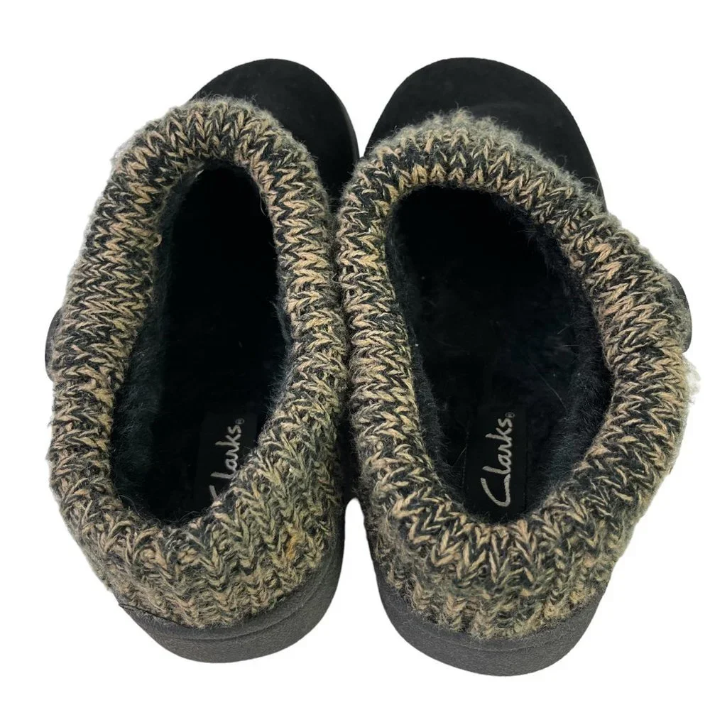 Clarks Women's Black Suede Genuine Leather Mules Slip On Loafers Casual Shoes 8 - Picture 7 of 16